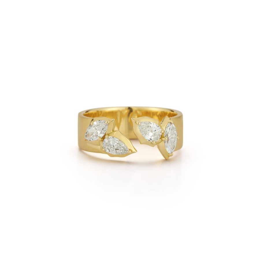 Rings Jade Trau | Poppy Open Band 18K-Yellow-Gold