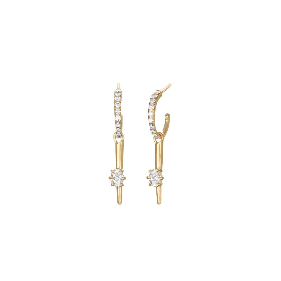 Earrings Jade Trau | Rae Pave Huggies Drop