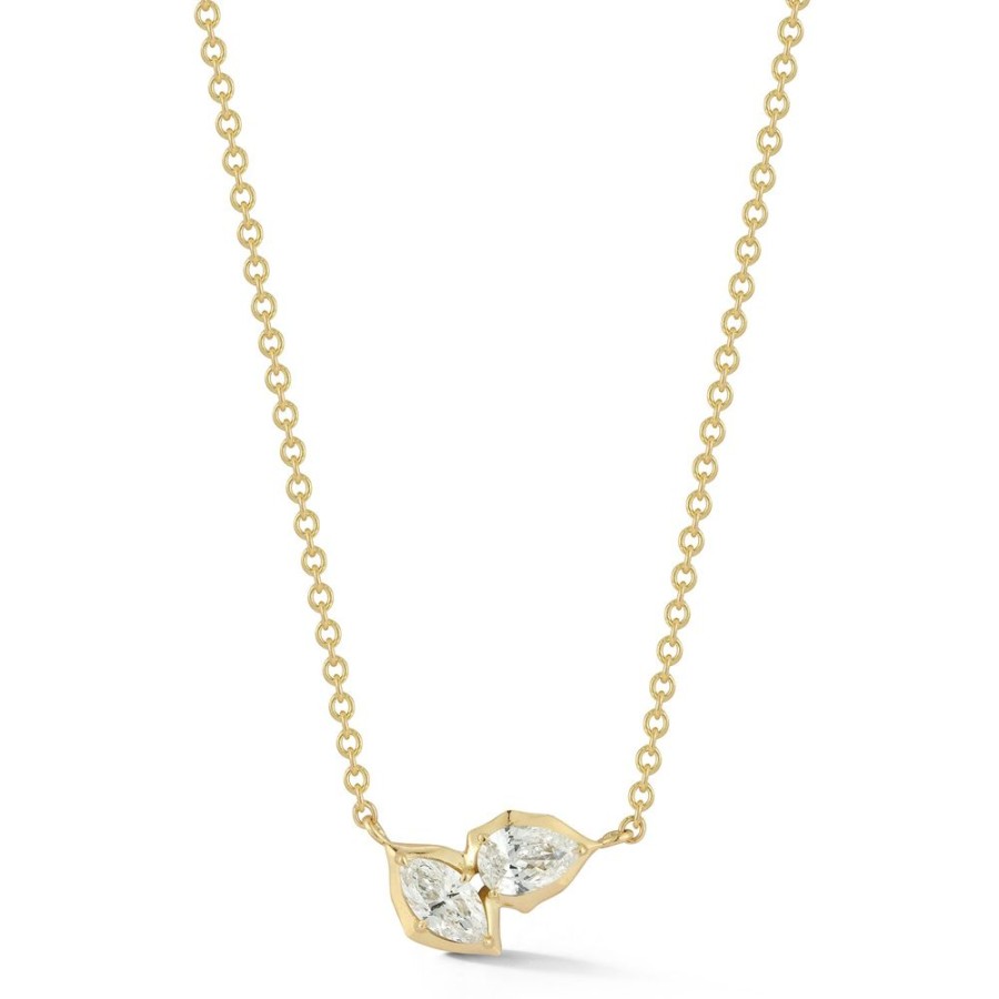 Necklaces Jade Trau | Poppy Two-Stone Pendant 18K-Yellow-Gold