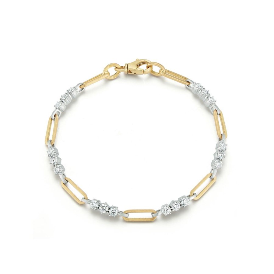 Bracelets Jade Trau | Two-Tone Pia Gold Chain Link Bracelet