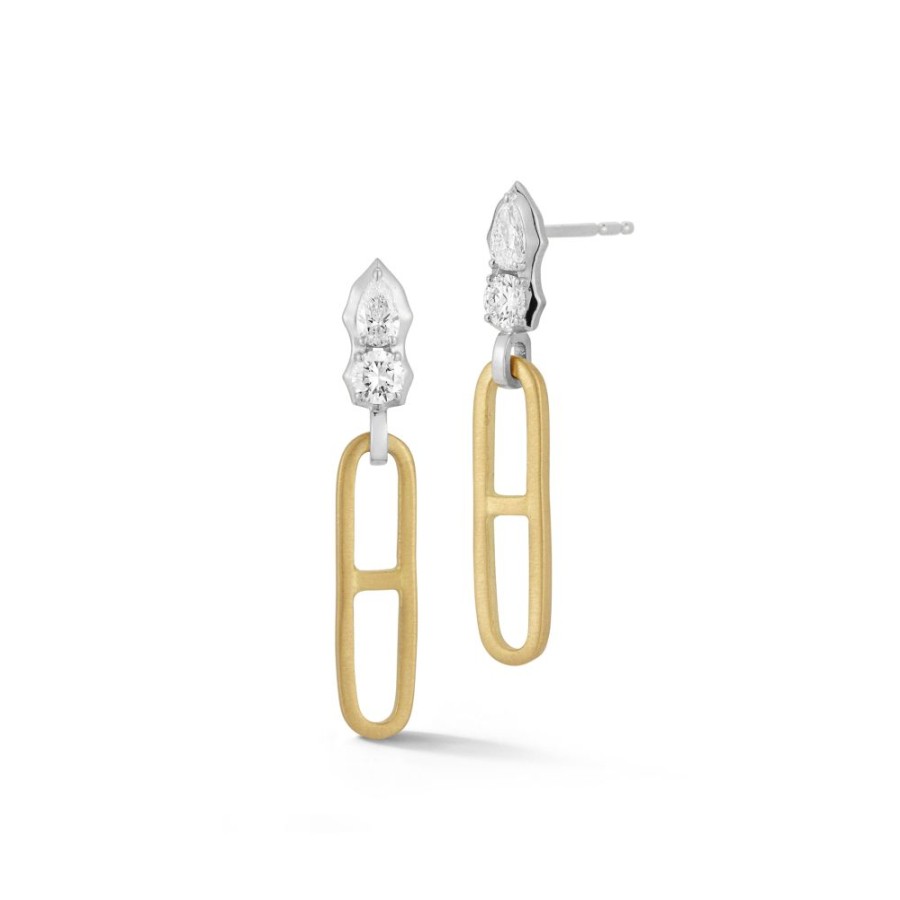 Earrings Jade Trau | Poppy Two-Tone Chain Drops Platinum-18K-Yellow-Gold