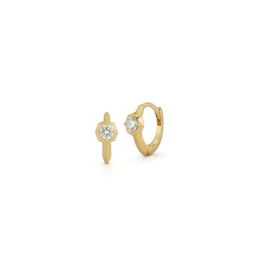 Earrings Jade Trau | Single Stone Huggies