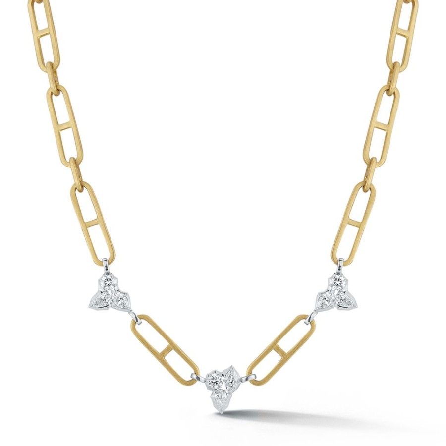 Necklaces Jade Trau | Poppy Two-Tone Necklace 18K-Yellow-Gold-Platinum