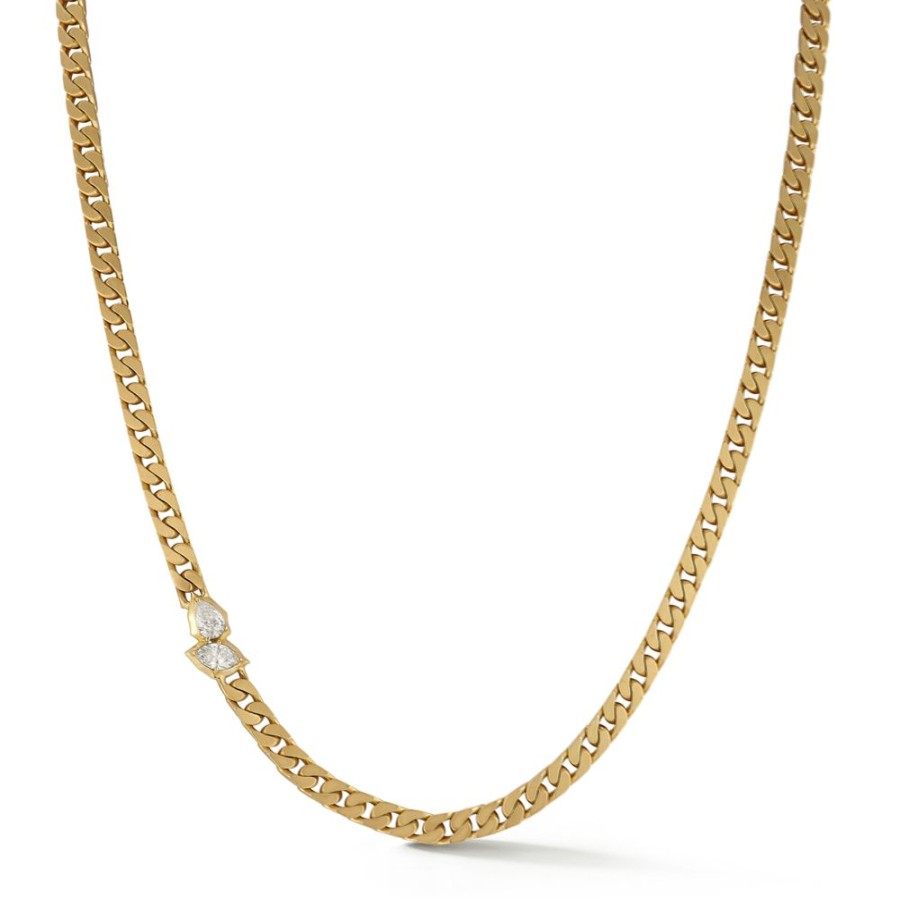 Necklaces Jade Trau | Poppy Curb Chain Necklace 18K-Yellow-Gold