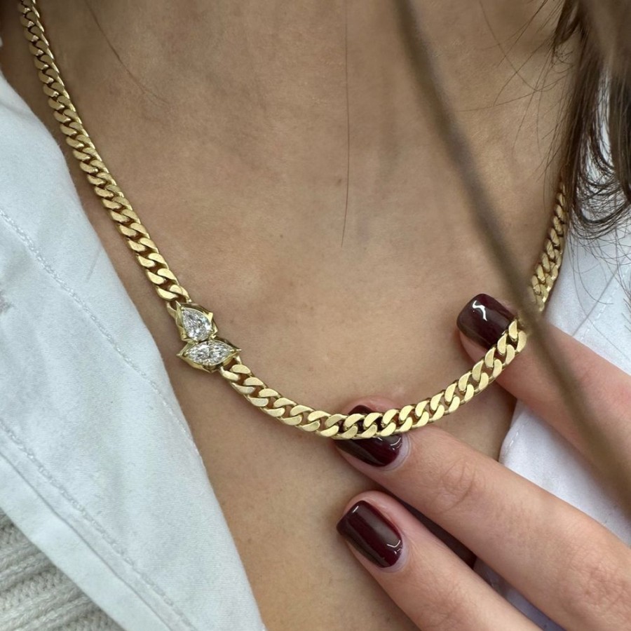 Necklaces Jade Trau | Poppy Curb Chain Necklace 18K-Yellow-Gold